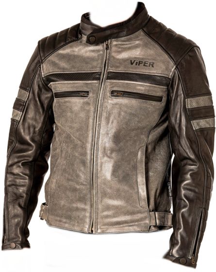 Viper Pier Leather CE Jacket - Black/Grey