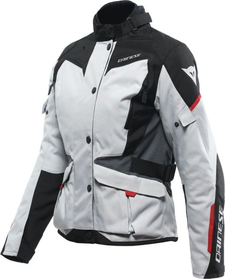 Dainese Tempest 3 D-Dry WP Ladies Textile Jacket - Glacier Grey/Black/Lava Red