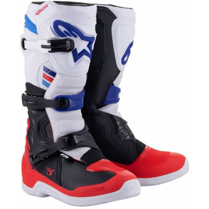 Alpinestars Tech 3 Motocross Boots - White Bright Red Dark Blue