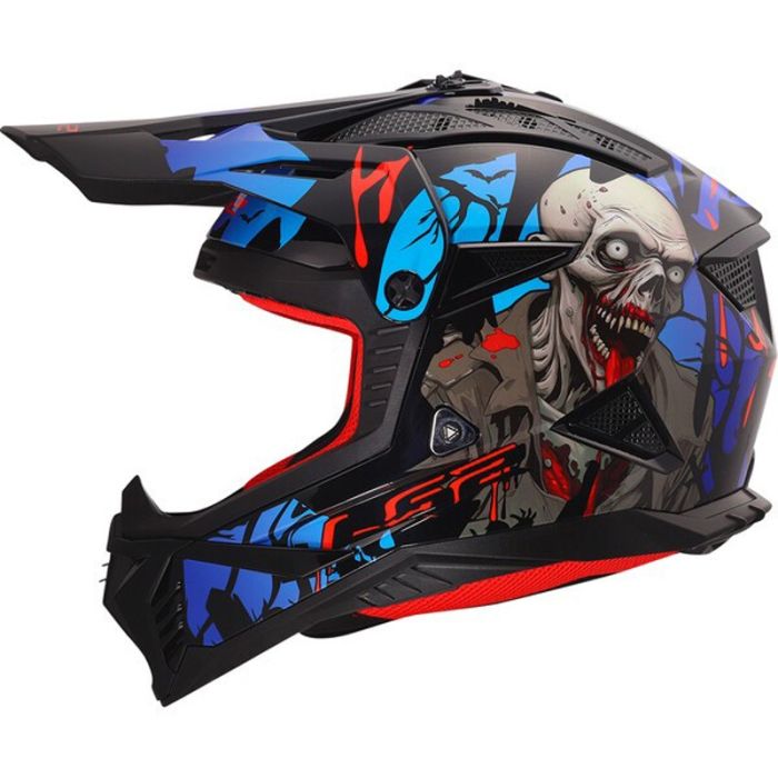 467082426 LS2 MX708 Fast II - Zombie II Gloss Black/Red/Blue