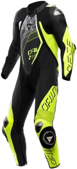 Dainese Audax D-Zip Perforated One-Piece Suit - Black/Yellow Fluo/White
