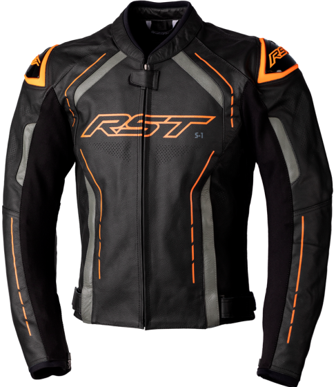 RST S1 CE Leather Jacket - Black/Grey/Orange