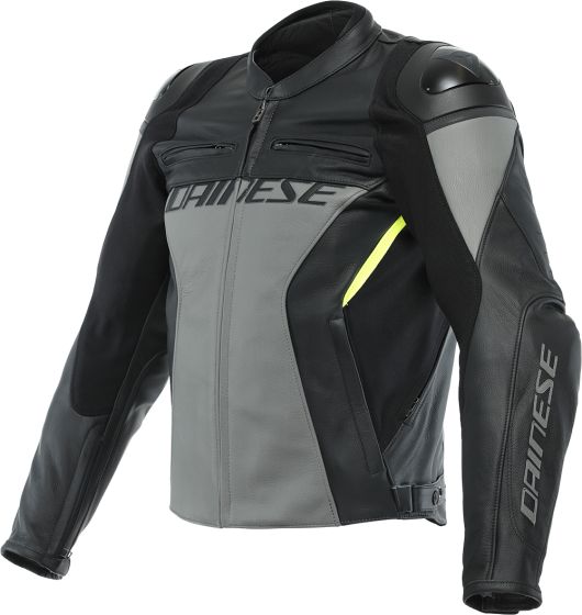 Dainese Racing 4 Leather Jacket - Charcoal Grey/Black