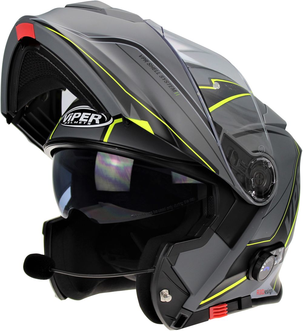 Casco Moto Modulare Viper RSV191 BL+ 3.0 Grigio Raze – Con Bluetooth Integrato – Omologato ECE 22.06 – Taglia XL