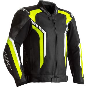 RST Axis Leather Jacket - Black/Fluo Yellow