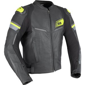 Oxford Cypher 1.0 Leather Jacket - Black/Yellow Fluo