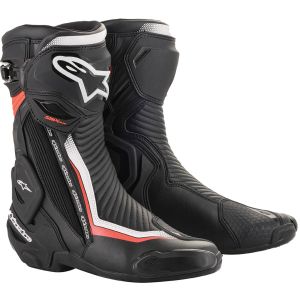 Alpinestars SMX Plus v2 Boots - Black/White/Red Fluo