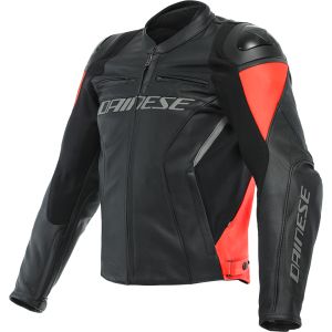 Dainese Racing 4 Leather Jacket - Black/Fluo Red
