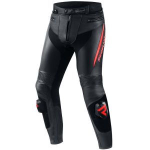 Rebelhorn Fighter Leather Trousers - Black/Fluo Red