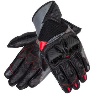 Rebelhorn Flux II Leather Gloves - Black/Grey/Fluo Red