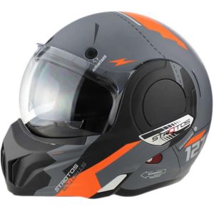 Viper F242 Reverse P J Flip Helmet - Verto Matt Grey/Orange