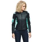 Dainese Racing 4 Lady Perforated Leather Jacket - Black/Aqua Green