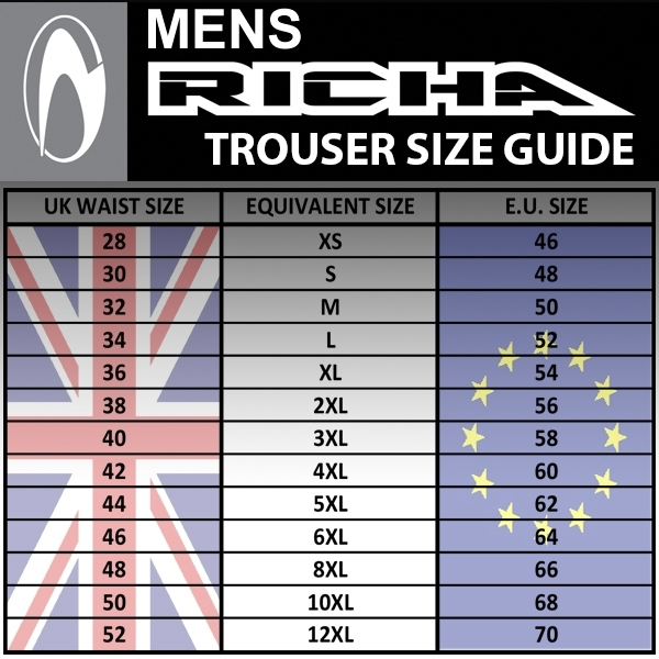 Richa Mens Trouser Size guide